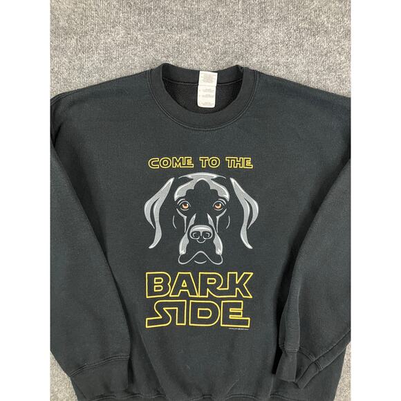 Gildan Sweatshirt Mens L Black Bark Side Graphic Crewneck Funny Dog Star Wars - Picture 1 of 8